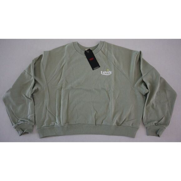 Levi's 18722005 Women's Sz L Light Green Logo Cropped Long Sleeve Sweatshirt $50 - Picture 1 of 5